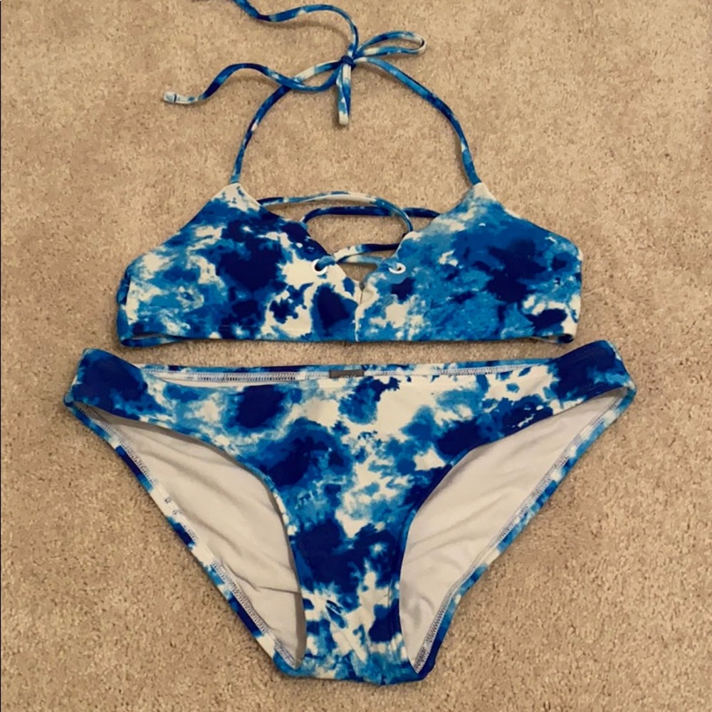 Aerie bikini tie die blue